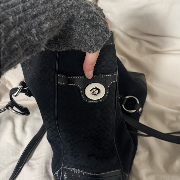 Coach Black Tote Bag with Silver Accents - Picture 4 of 4